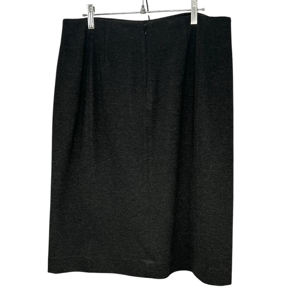 MM LaFleur Green Point Skirt Dark Charcoal Knit Front Vent Pencil Skirt Women 12 - Picture 6 of 10